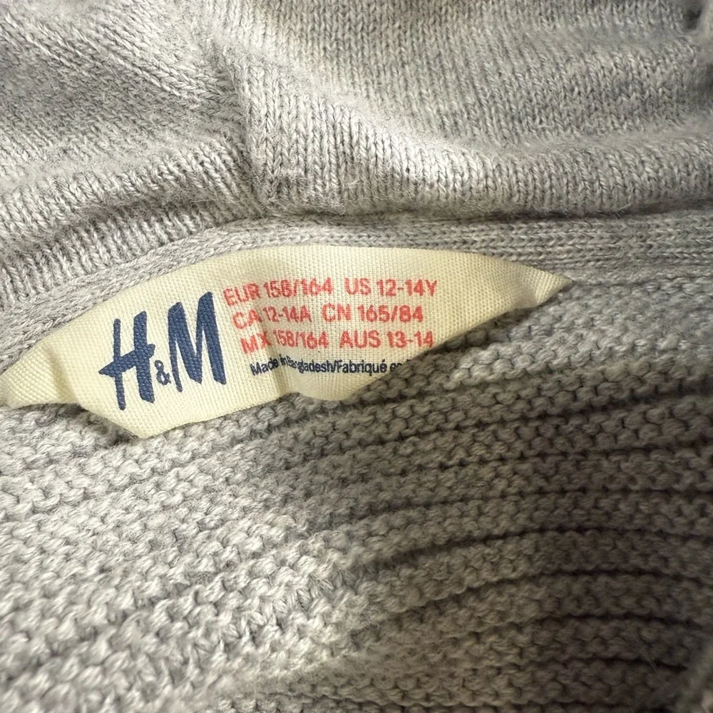 H&M boys pullover gray hooded Sweater size 12-14Y - Picture 7 of 9